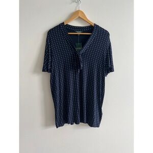 NWT Lauren Ralph Lauren Blouse Women 1X Navy Polka Dot Tie Neck Flutter Sleeve